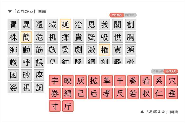 これから画面とおぼえた画面