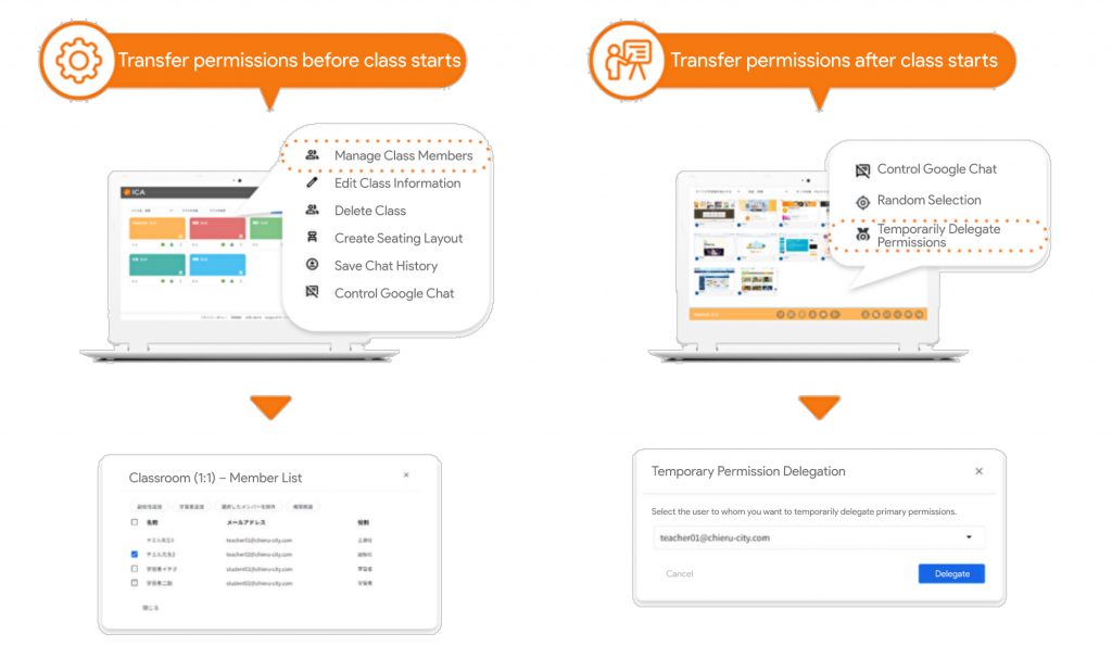 Transfer class authority with one click
