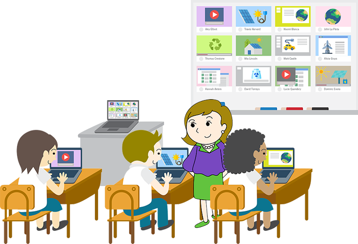 Teacher and students